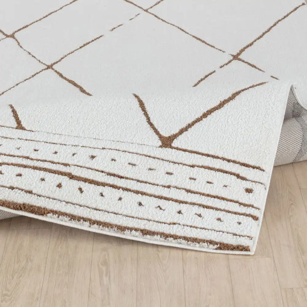 Hannah Berber Modern High Pile Ivory/Brown Rug - Image 6