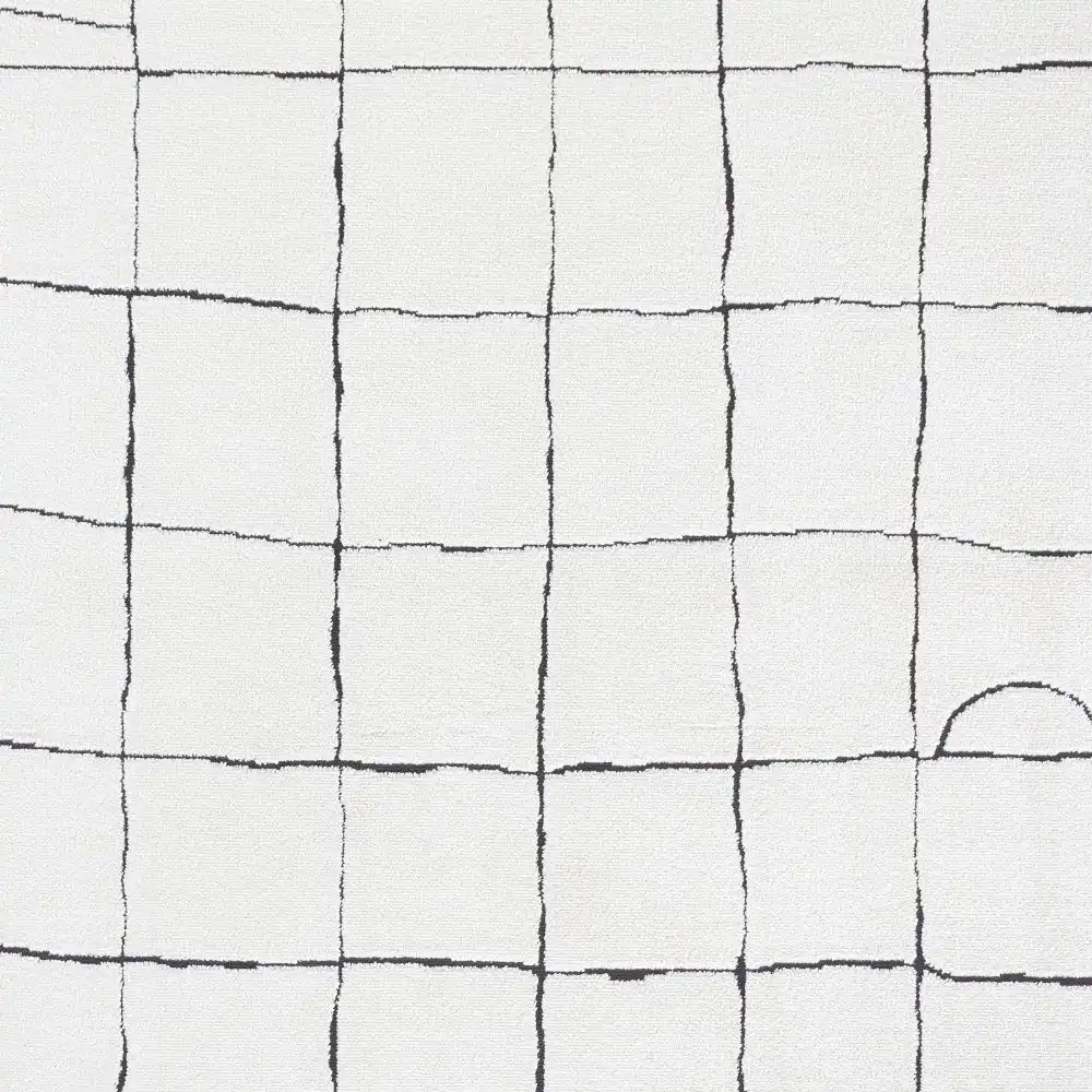 Hope Scandi Modern High Pile Ivory/Black Rug - Image 2