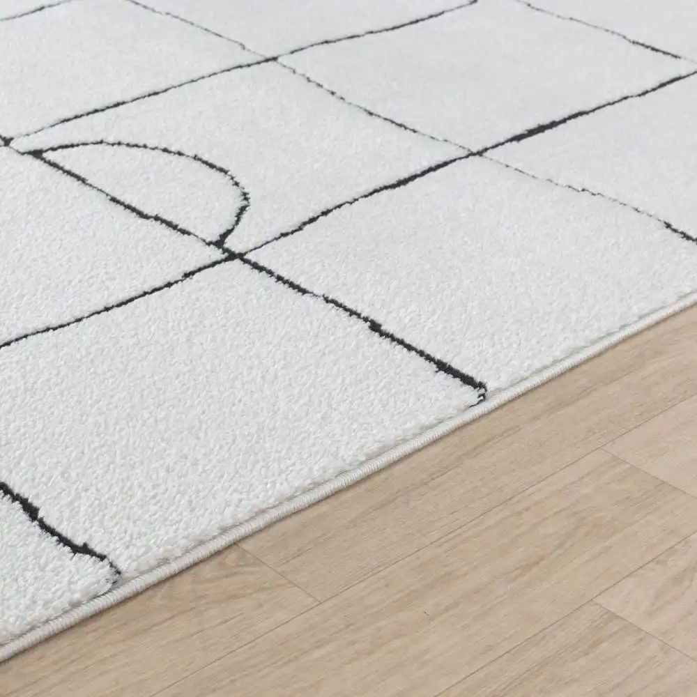 Hope Scandi Modern High Pile Ivory/Black Rug - Image 4
