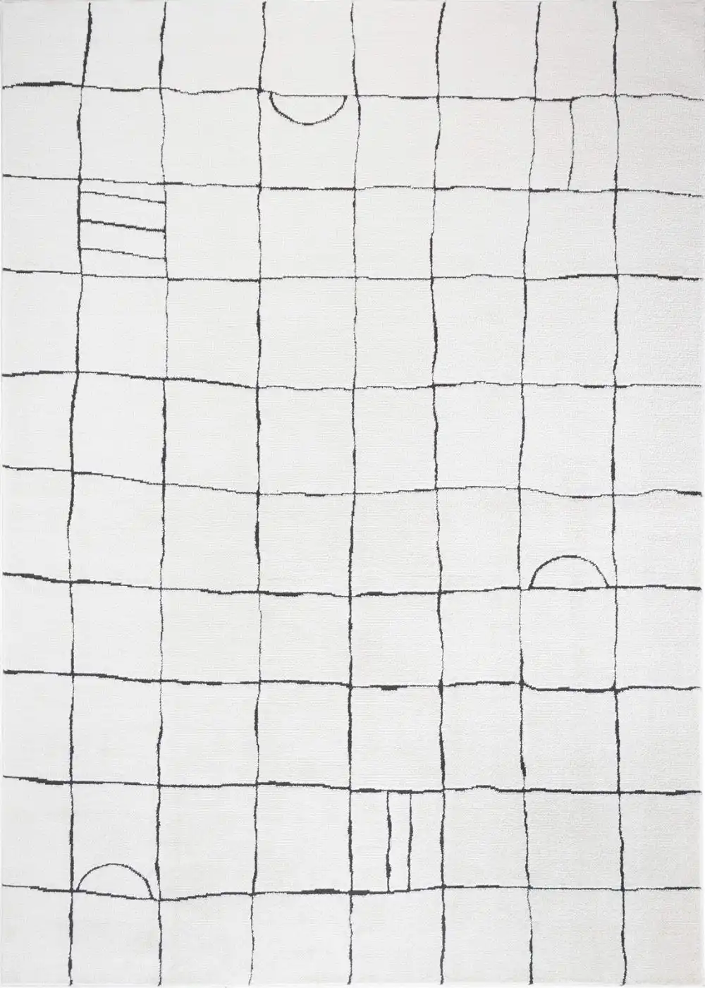 Hope Scandi Modern High Pile Ivory/Black Rug - Image 5