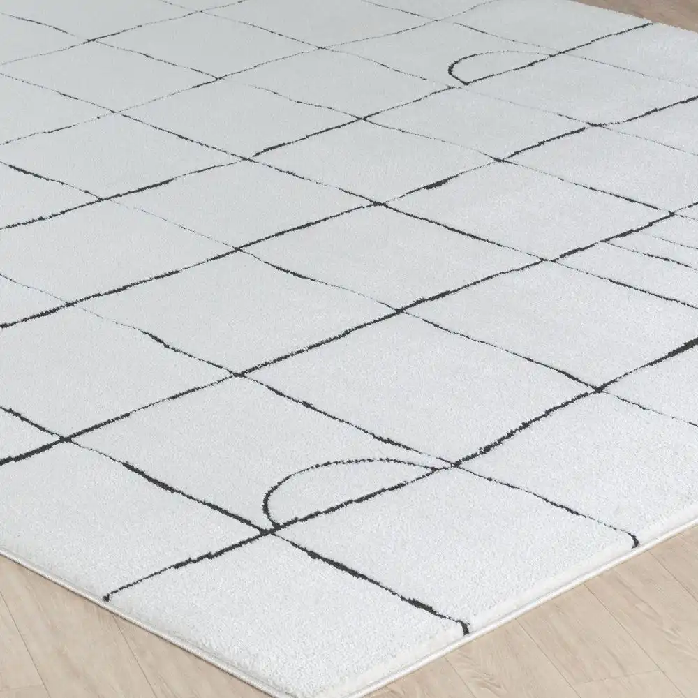 Hope Scandi Modern High Pile Ivory/Black Rug - Image 6