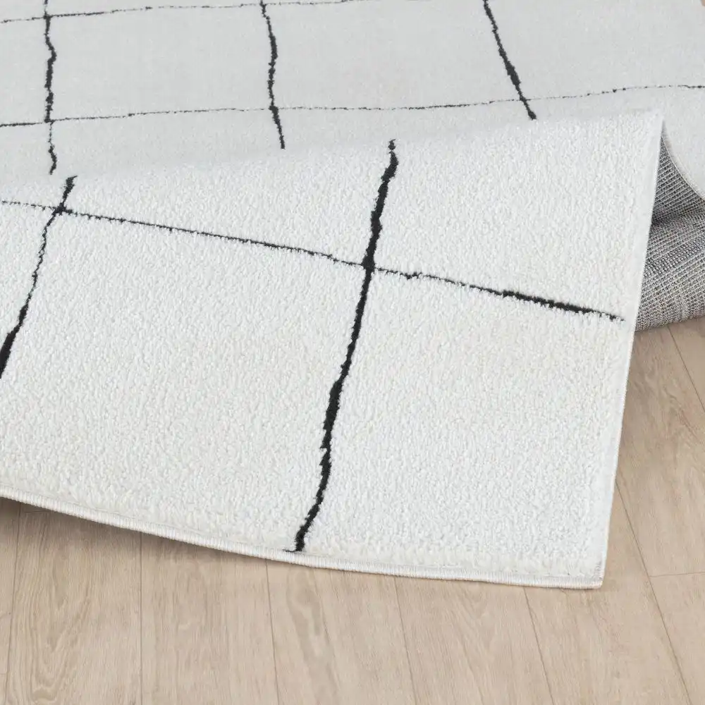 Hope Scandi Modern High Pile Ivory/Black Rug - Image 7