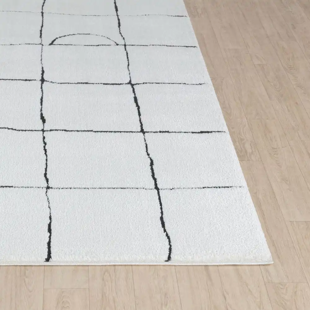 Hope Scandi Modern High Pile Ivory/Black Rug - Image 8