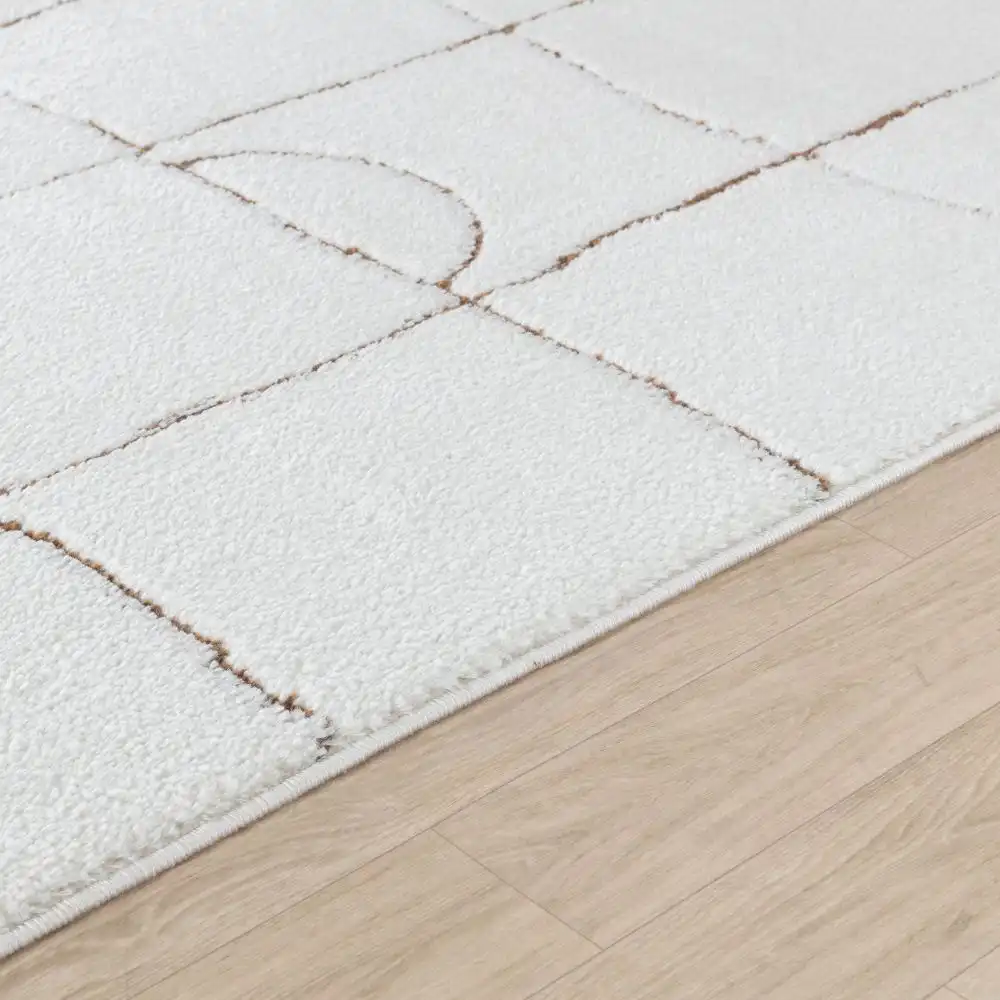 Hope Scandi Modern High Pile Ivory/Brown Rug - Image 3
