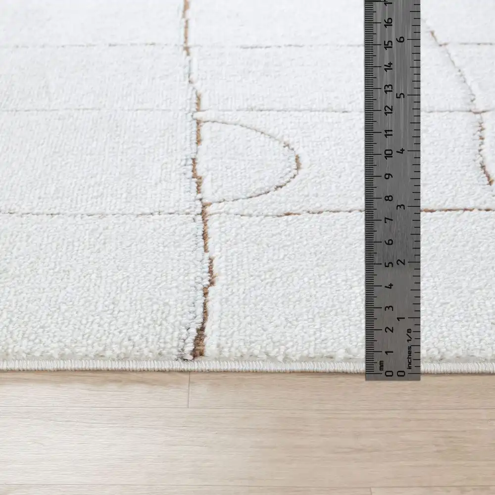 Hope Scandi Modern High Pile Ivory/Brown Rug - Image 4
