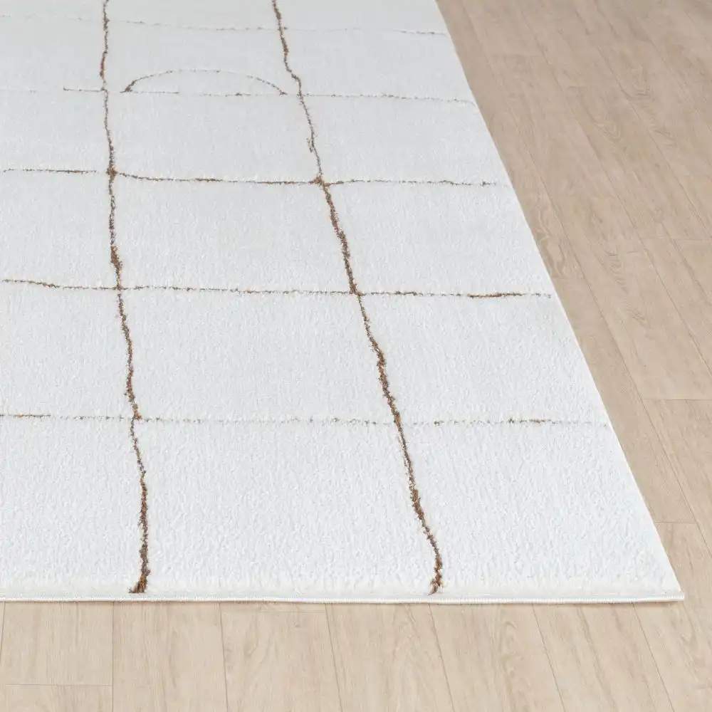 Hope Scandi Modern High Pile Ivory/Brown Rug - Image 5