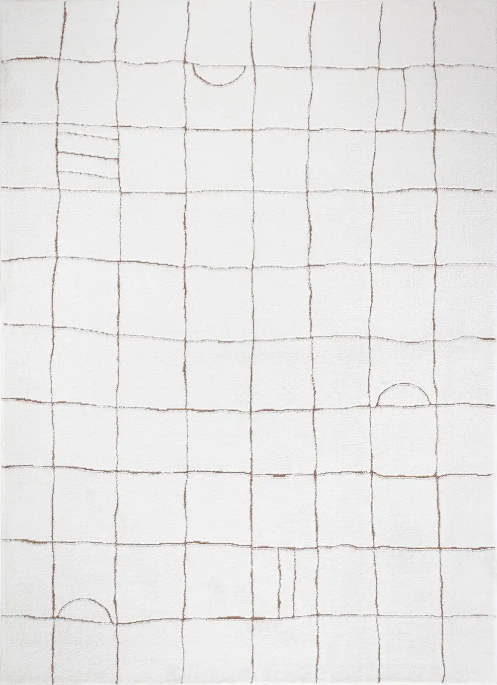 Hope Scandi Modern High Pile Ivory/Brown Rug - Image 8