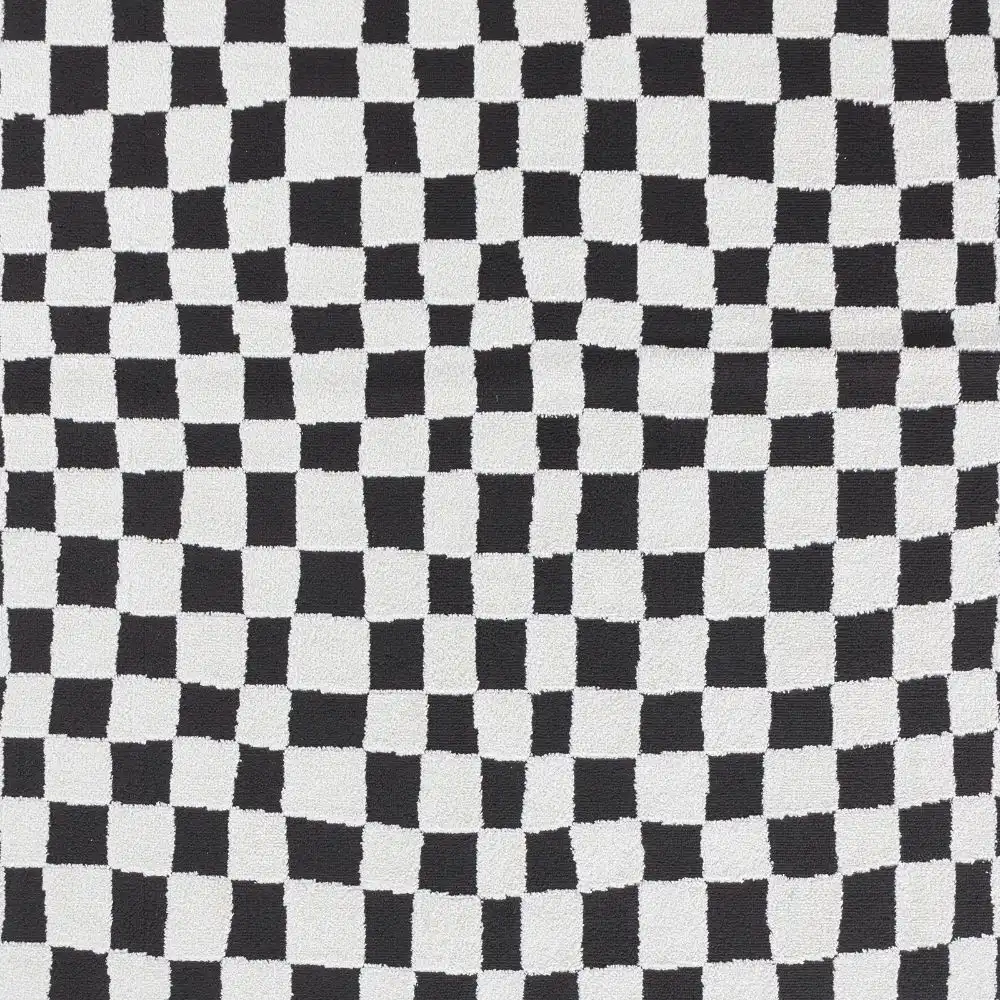 Irina Scandi Modern High Pile Black/Ivory Checkered Rug - Image 2