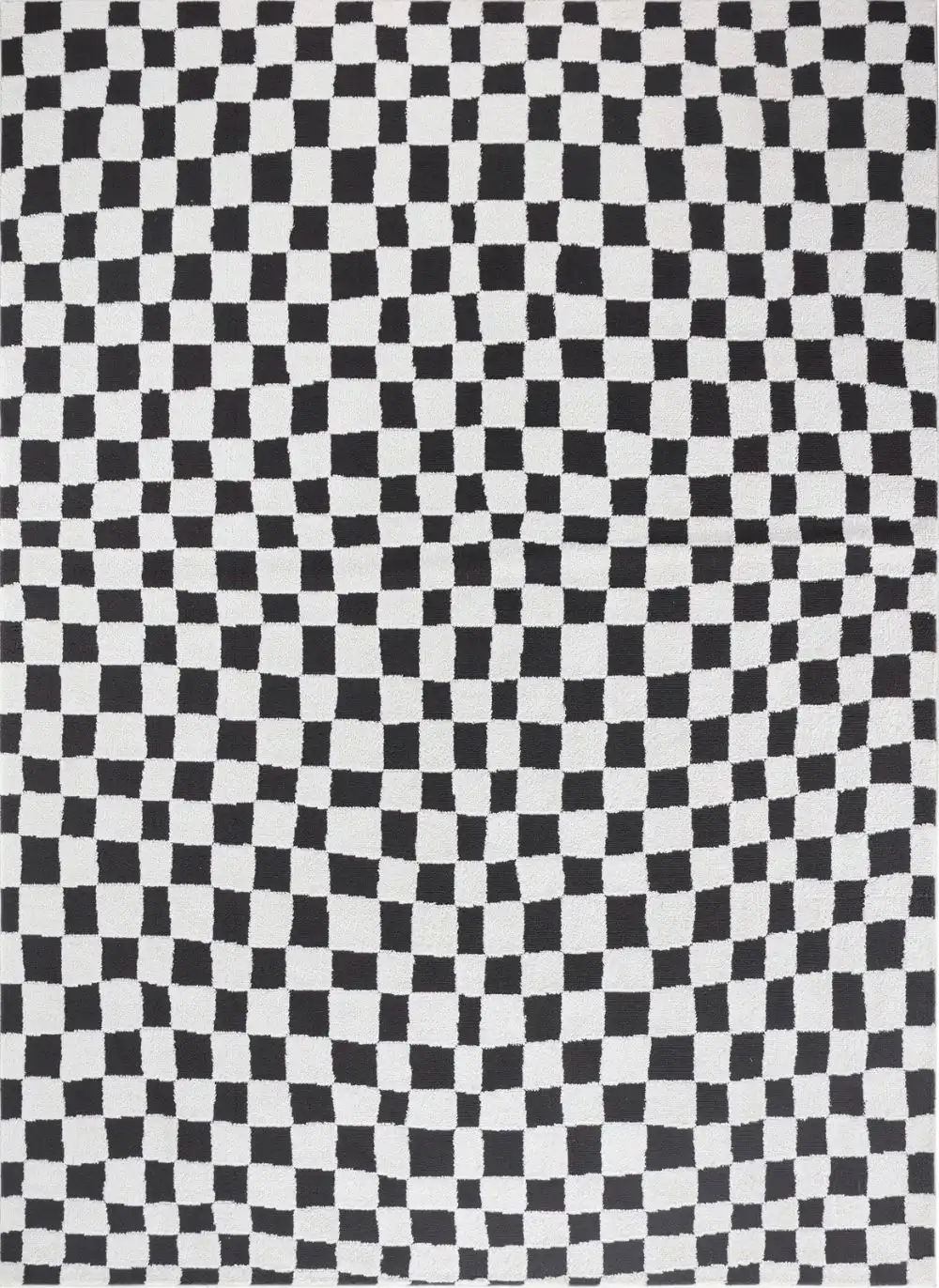Irina Scandi Modern High Pile Black/Ivory Checkered Rug - Image 6