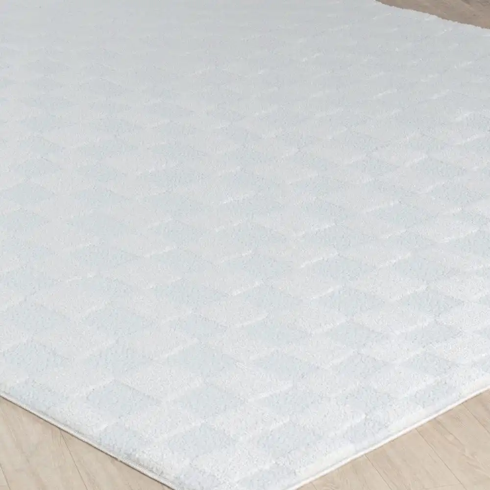 Irina Scandi Modern High Pile Off-White/Ivory Checkered Rug - Image 3