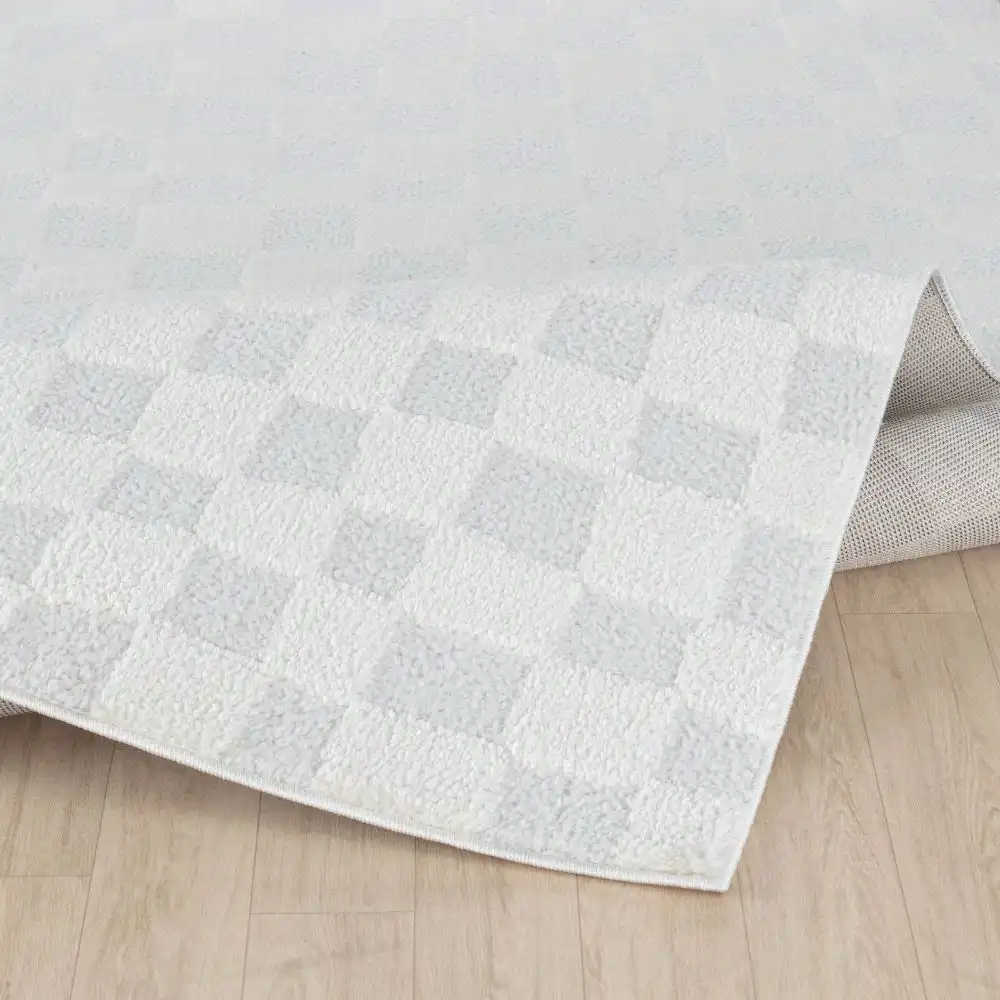Irina Scandi Modern High Pile Off-White/Ivory Checkered Rug - Image 5