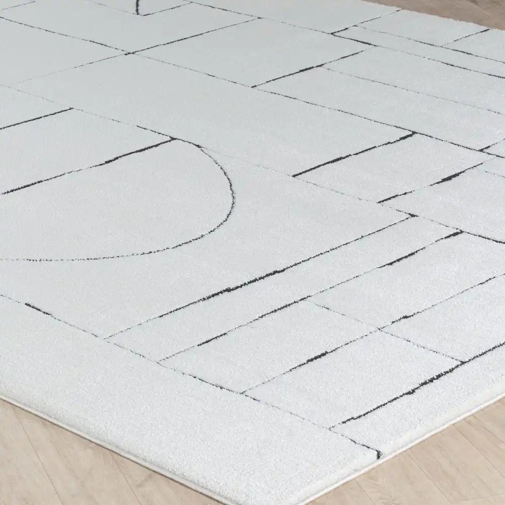 Lisa Scandi Modern High Pile Ivory/Black Rug - Image 3