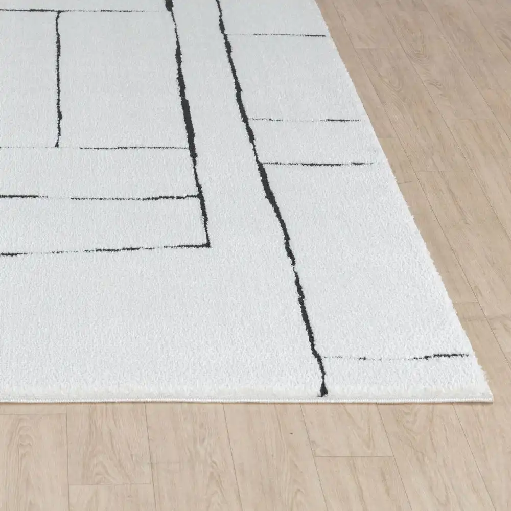 Lisa Scandi Modern High Pile Ivory/Black Rug - Image 5