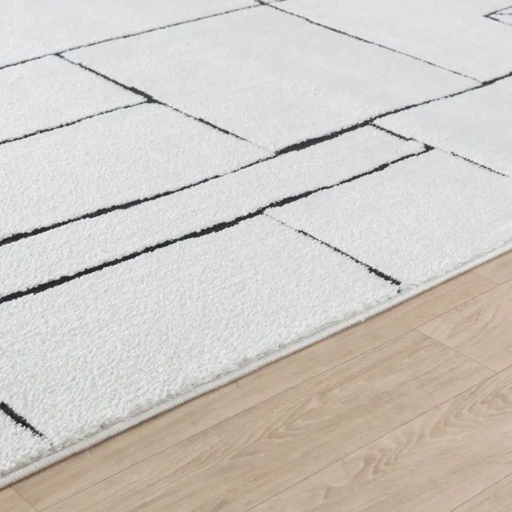 Lisa Scandi Modern High Pile Ivory/Black Rug - Image 7