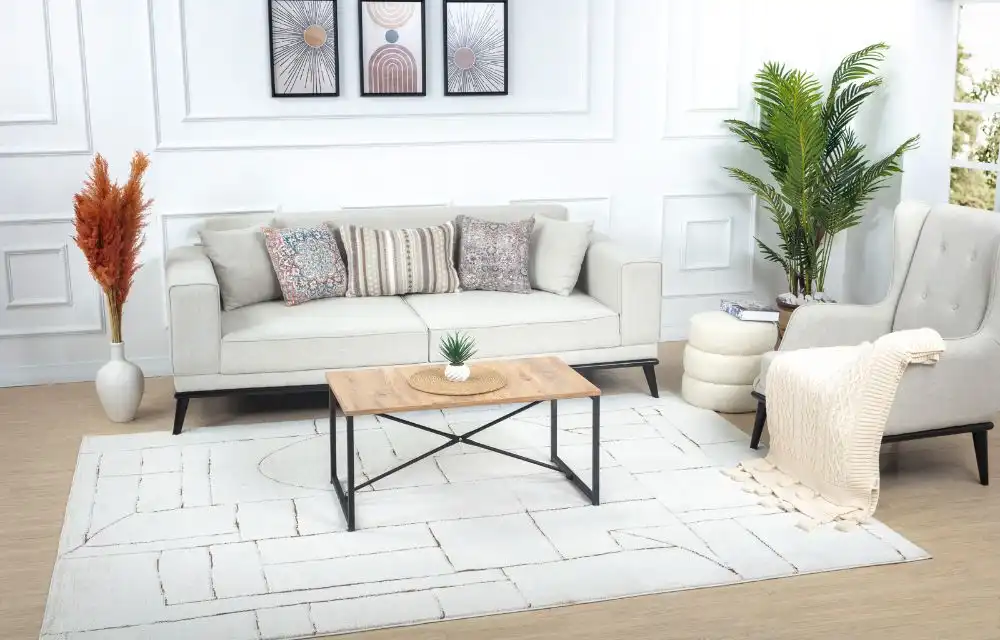 Lisa Scandi Modern High Pile Ivory/Brown Rug