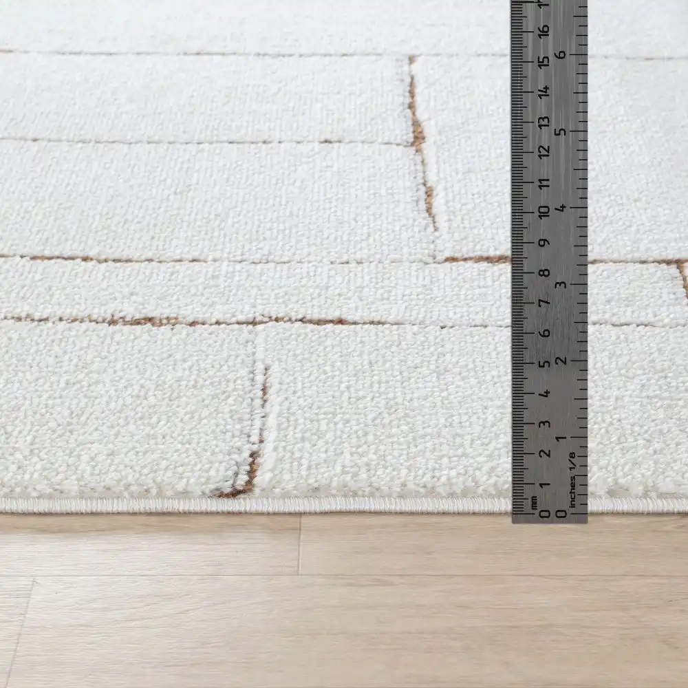 Lisa Scandi Modern High Pile Ivory/Brown Rug - Image 2