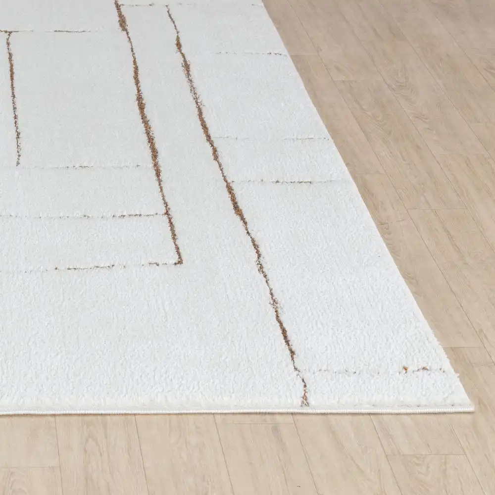 Lisa Scandi Modern High Pile Ivory/Brown Rug - Image 3