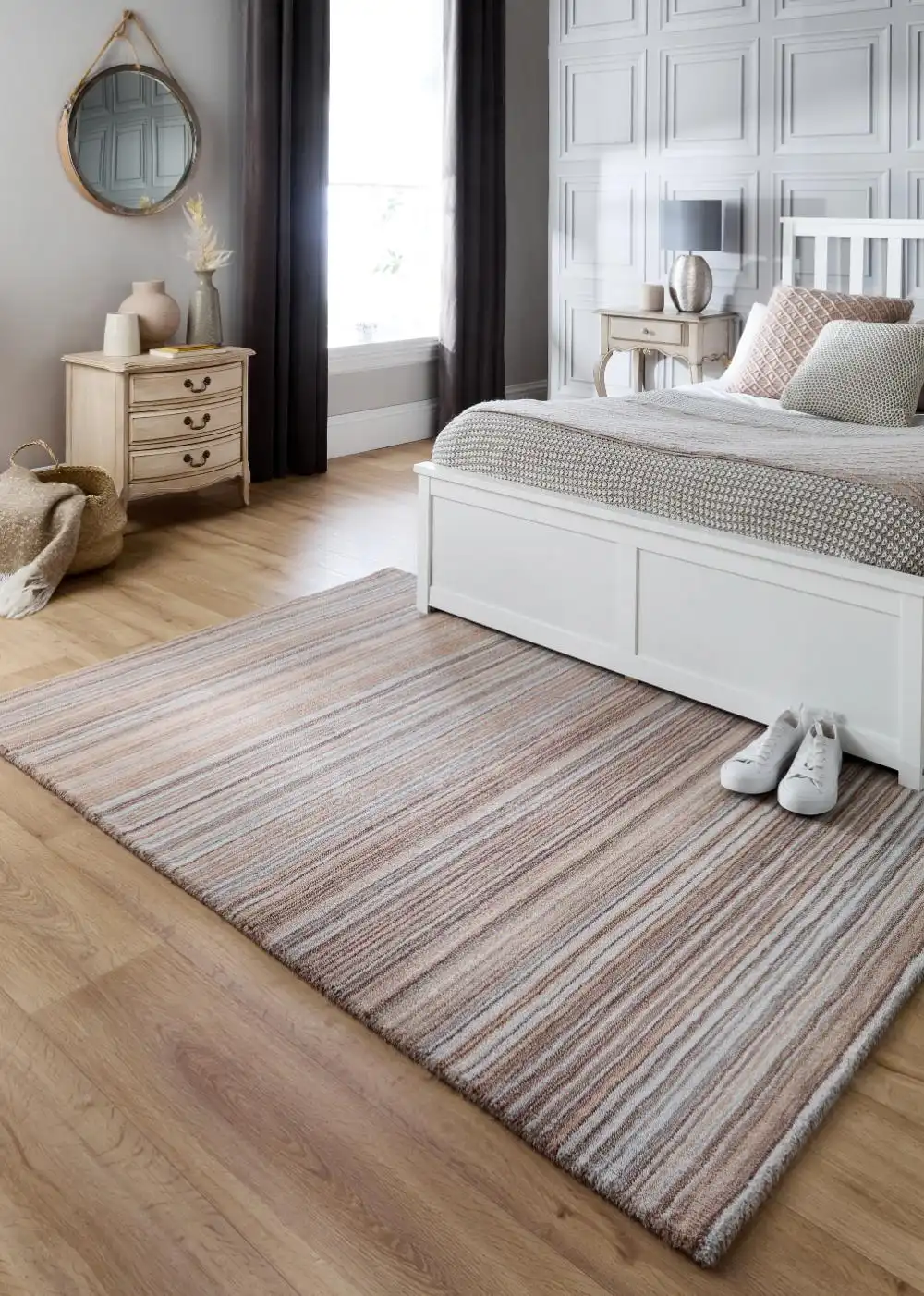 Fine Stripe Beige Rug