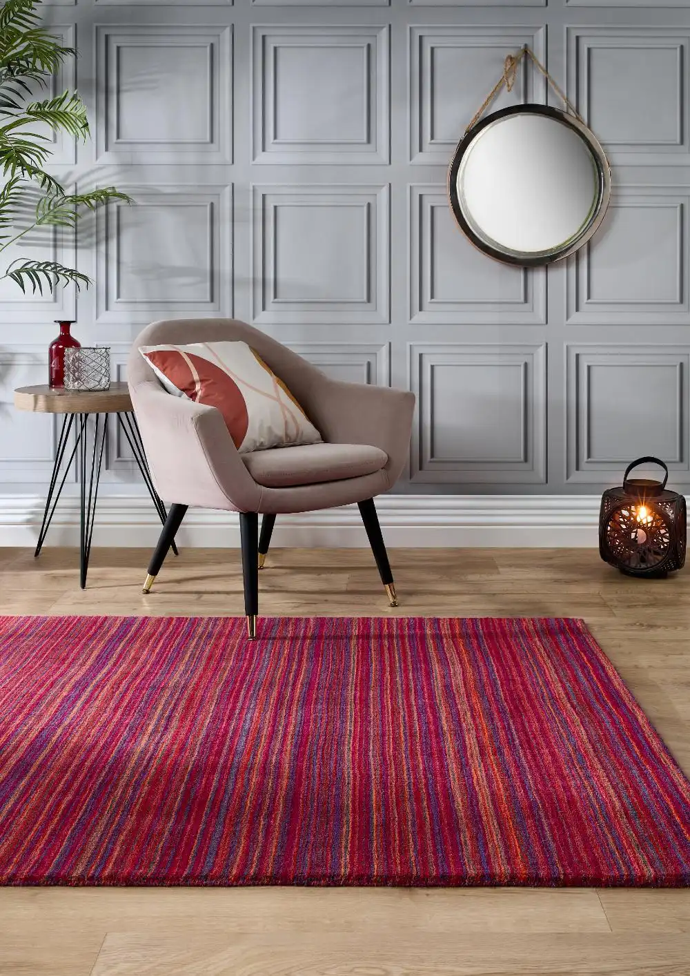 Fine Stripe Purple Pink Rug