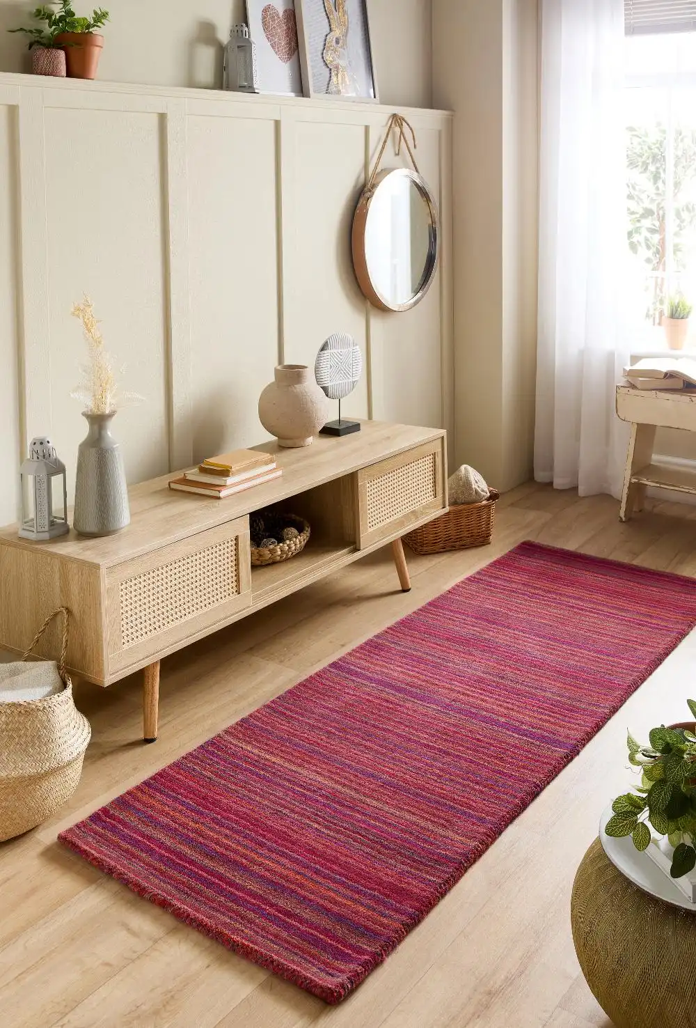 Fine Stripe Purple Pink Rug - Image 4