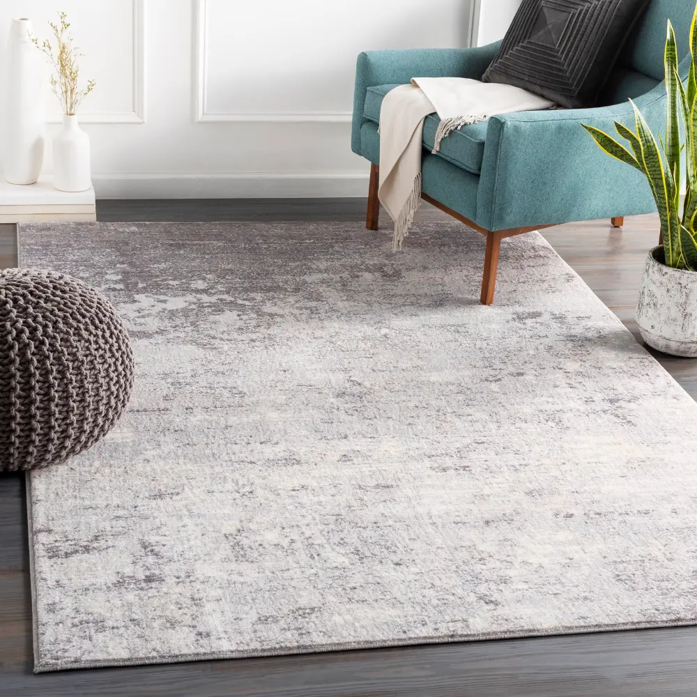 Fiona Abstract Modern Marble Silver Grey Rug - Image 4