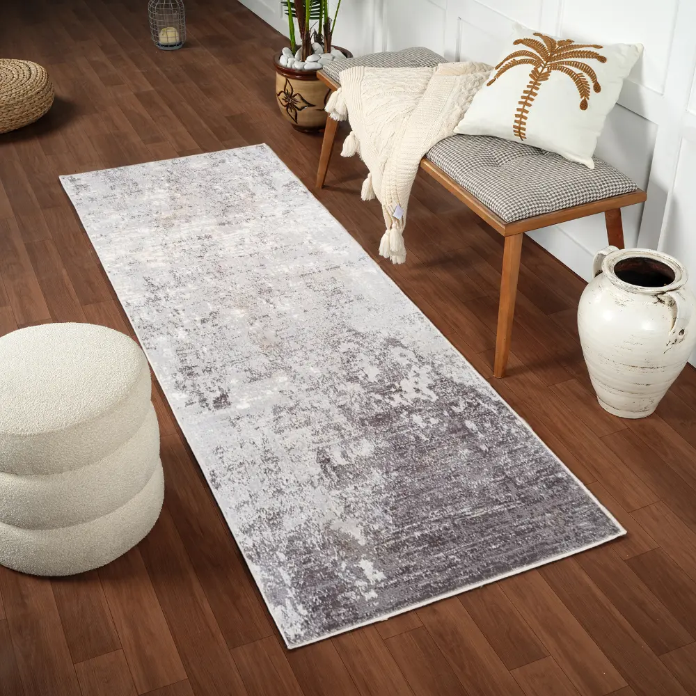 Fiona Abstract Modern Marble Silver Grey Rug - Image 5