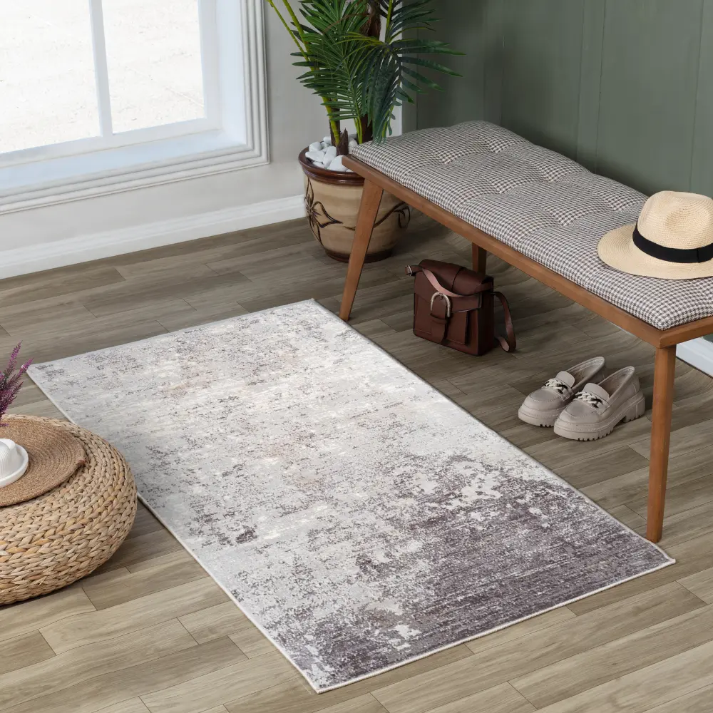 Fiona Abstract Modern Marble Silver Grey Rug - Image 8