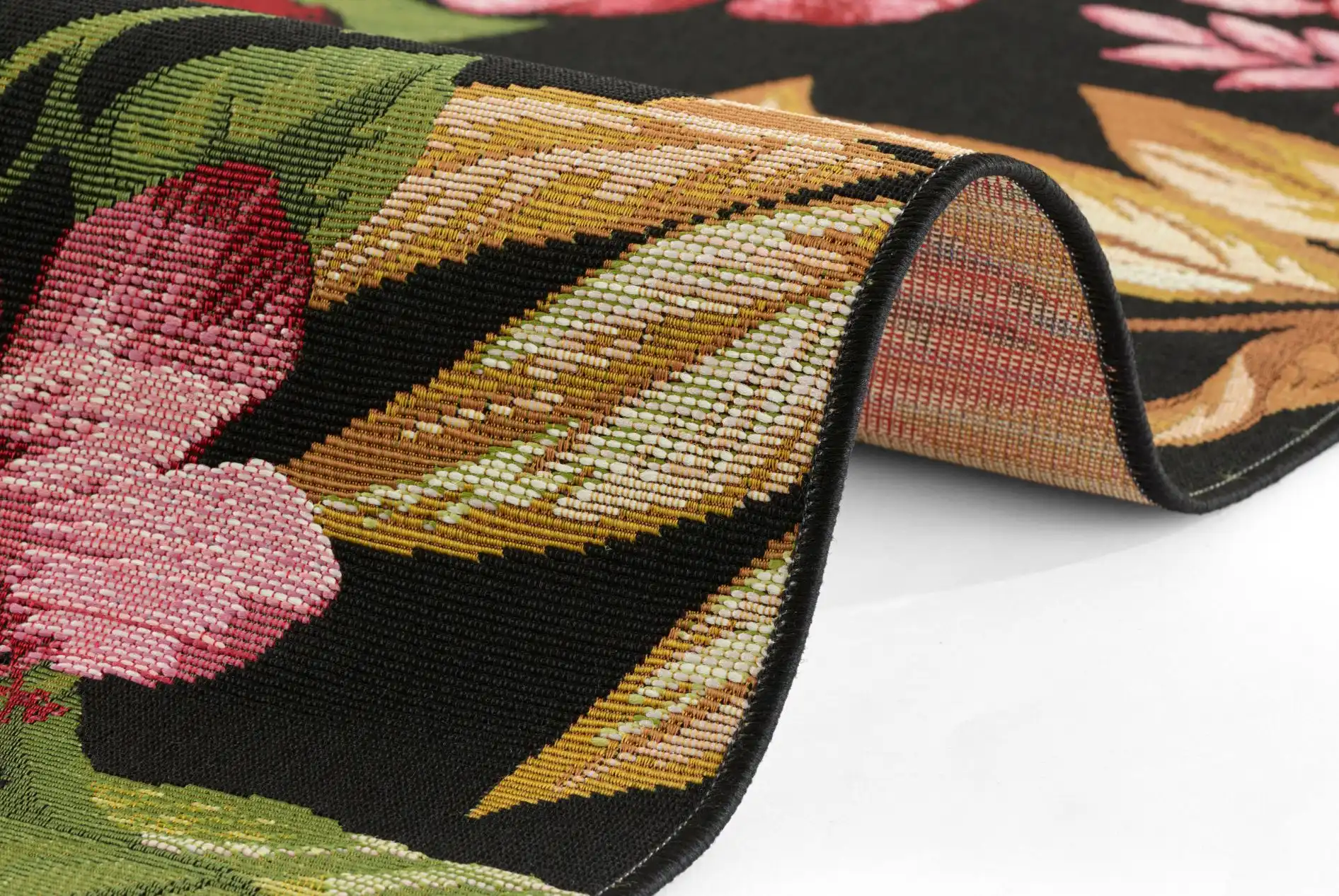 Flair 105620 Tropical Flowers Black Rug - Image 4