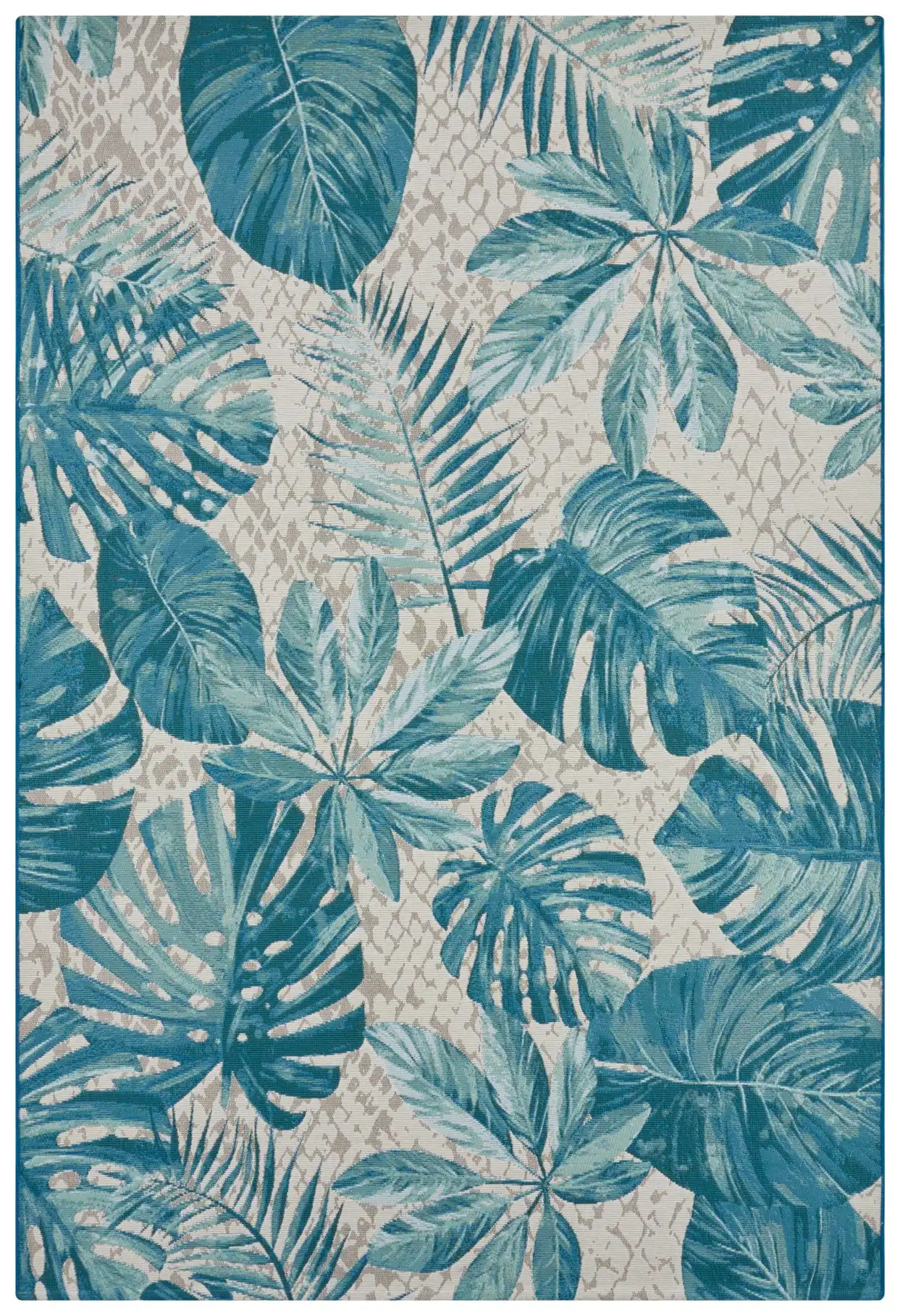 Flair 105618 Tropical Leaves Turquoise Rug - Image 2