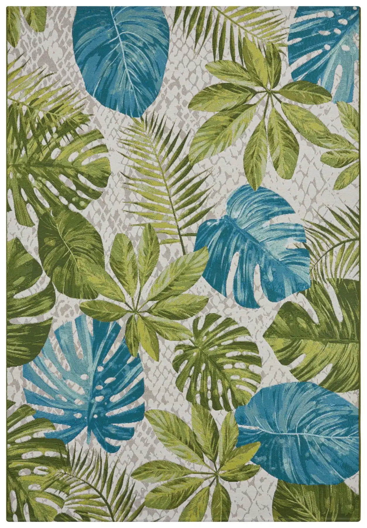 Flair 105617 Tropical Leaves Turquoise Green Rug - Image 3