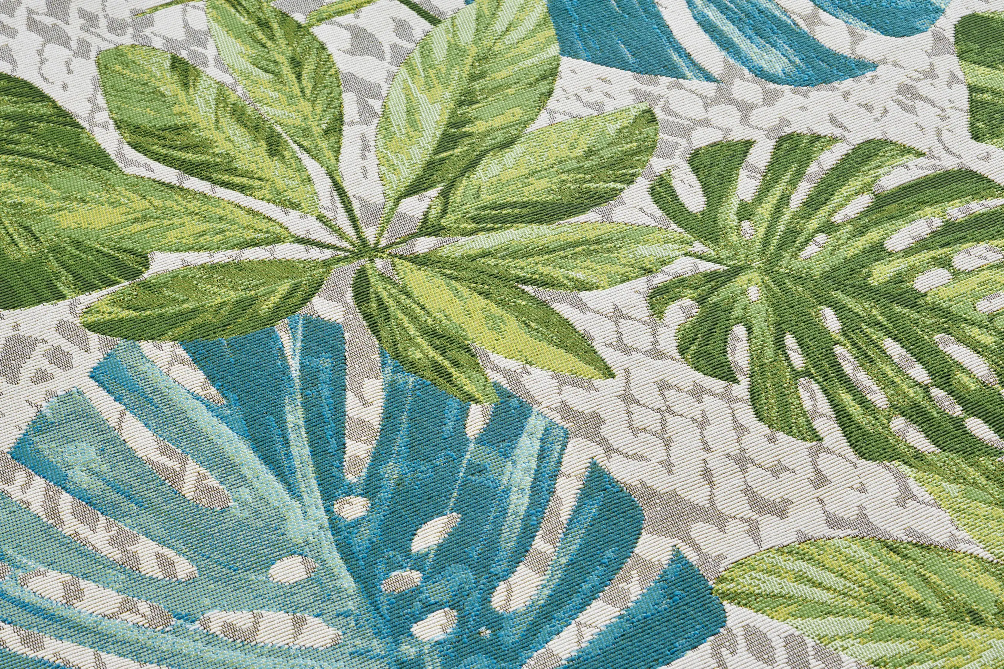 Flair 105617 Tropical Leaves Turquoise Green Rug - Image 4