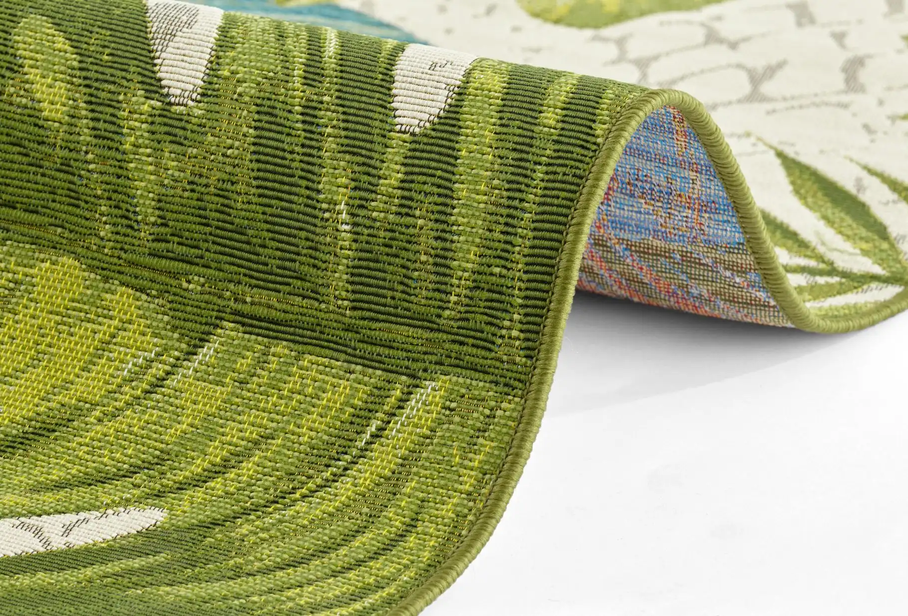 Flair 105617 Tropical Leaves Turquoise Green Rug - Image 5
