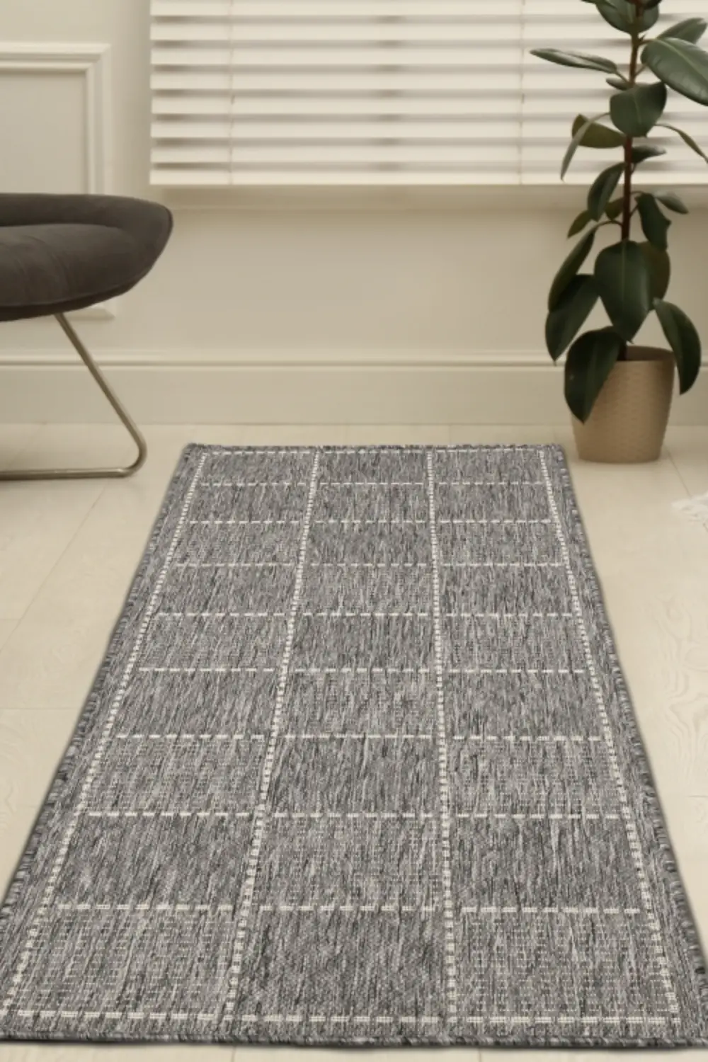 FLATWEAVE GEL CHECK STEEL GREY - Image 2