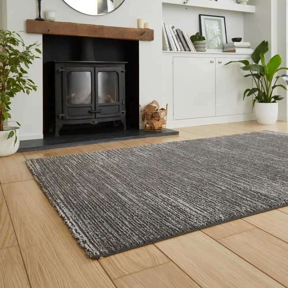 Flores Washable by Think 1930 Charcoal Rug - Image 2