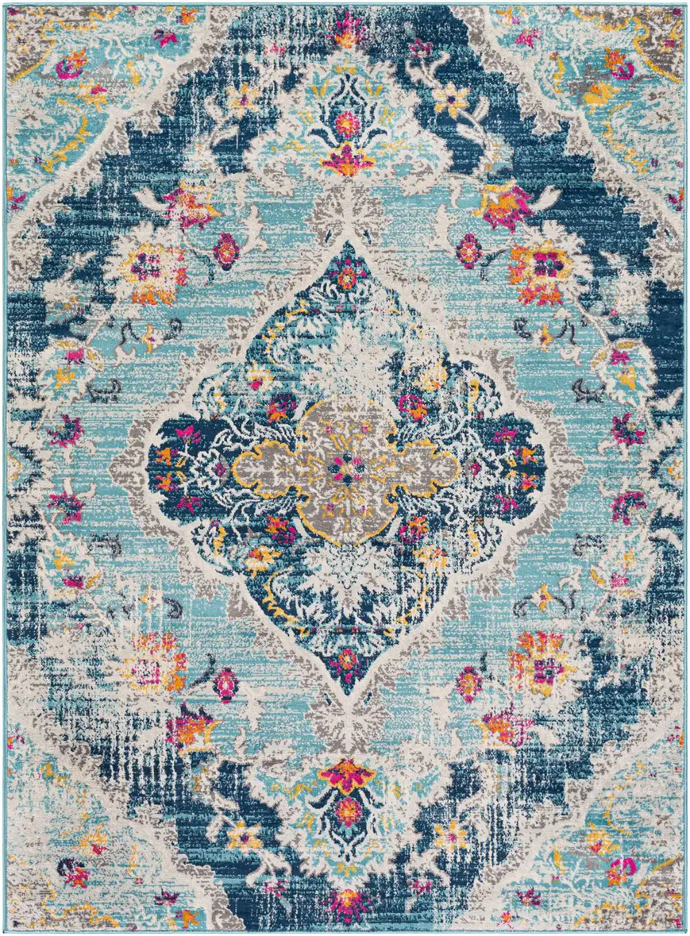 Romy Vintage Oriental Boho Blue Rug - Image 8