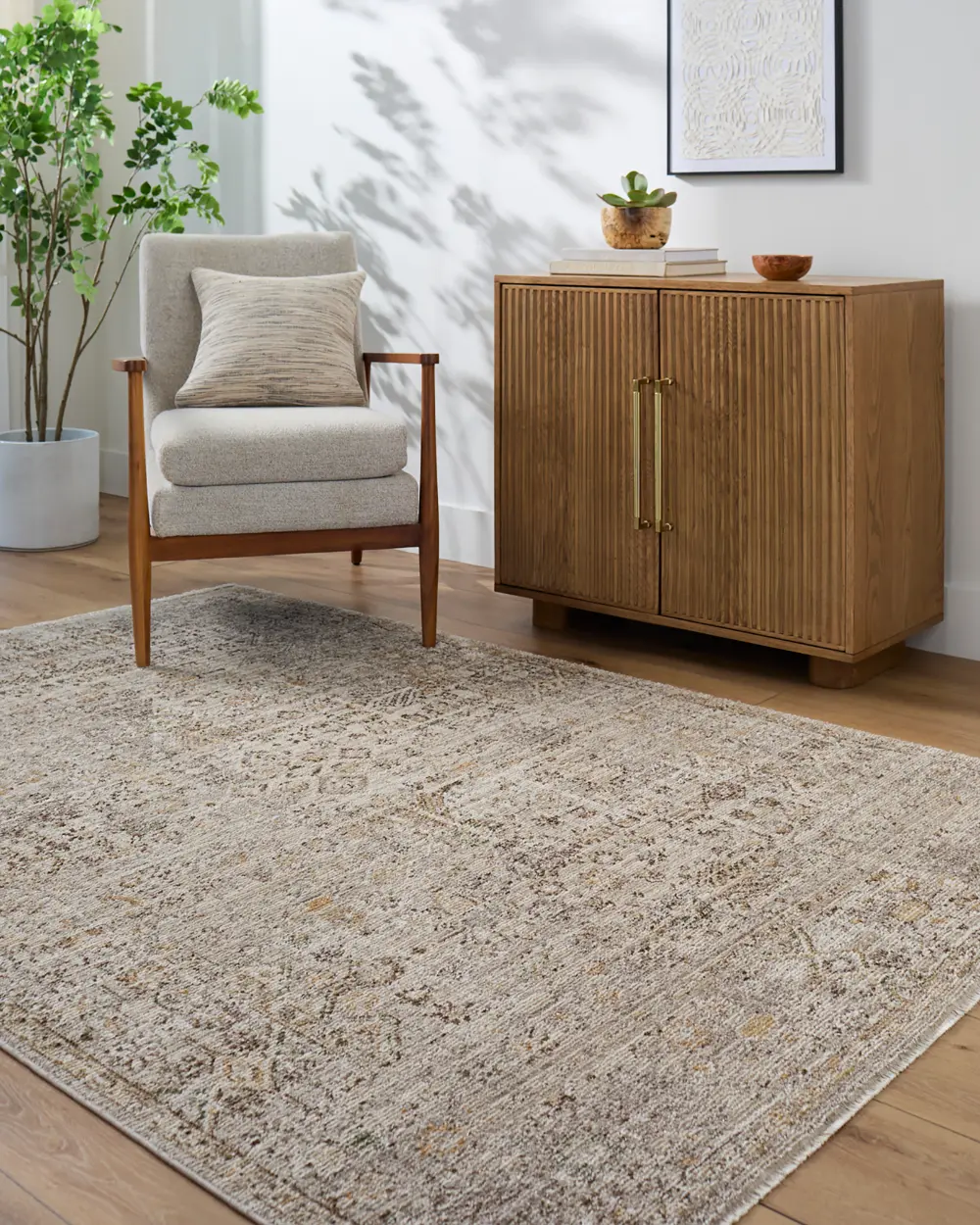 Myrtle Avenue I Galey Alix X Livabliss Vintage Oriental Boho Taupe/Cream Rug - Image 2