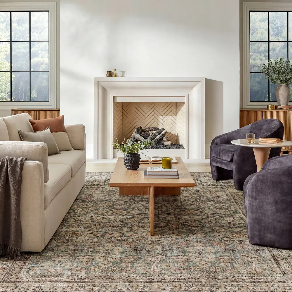 Galey Alix Collins Avenue III-Vintage Green Brown Beige Traditional Fringe Living Dining Bedroom Rug GACA2302 - Image 2