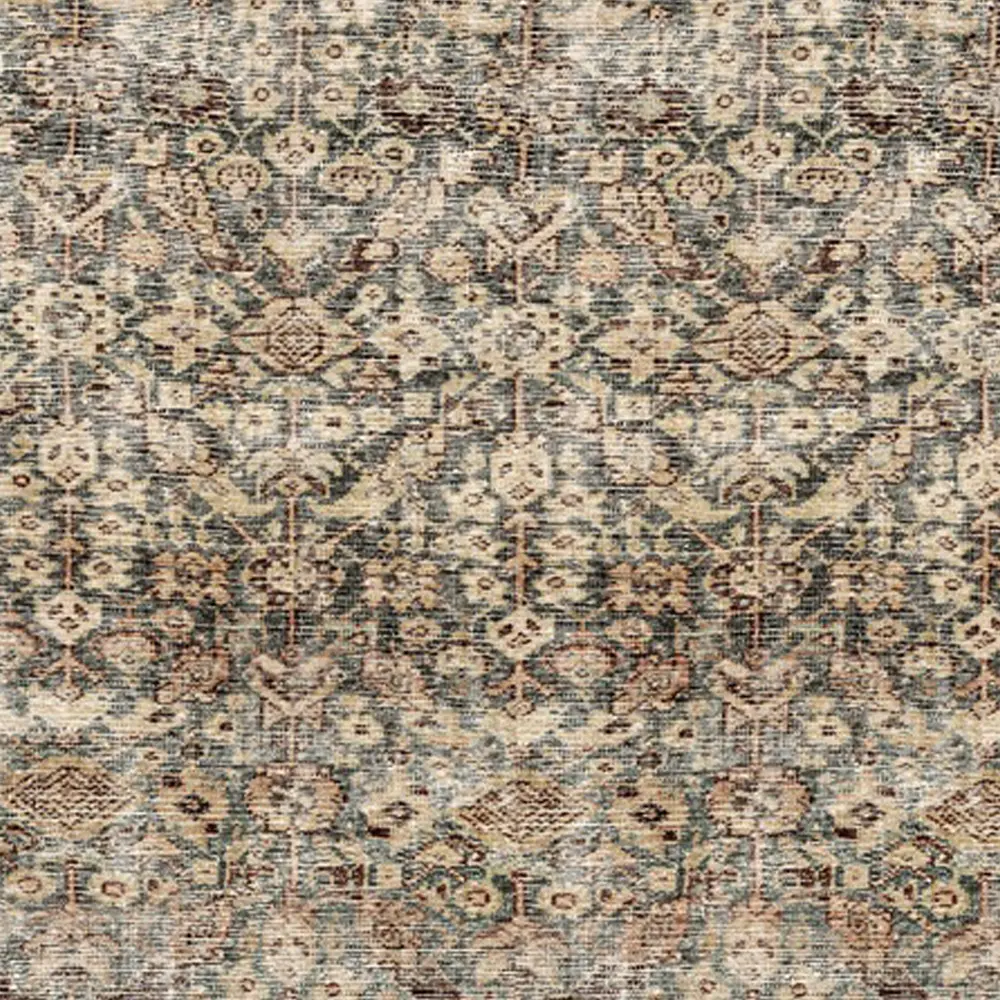 Galey Alix Collins Avenue III-Vintage Green Brown Beige Traditional Fringe Living Dining Bedroom Rug GACA2302 - Image 6