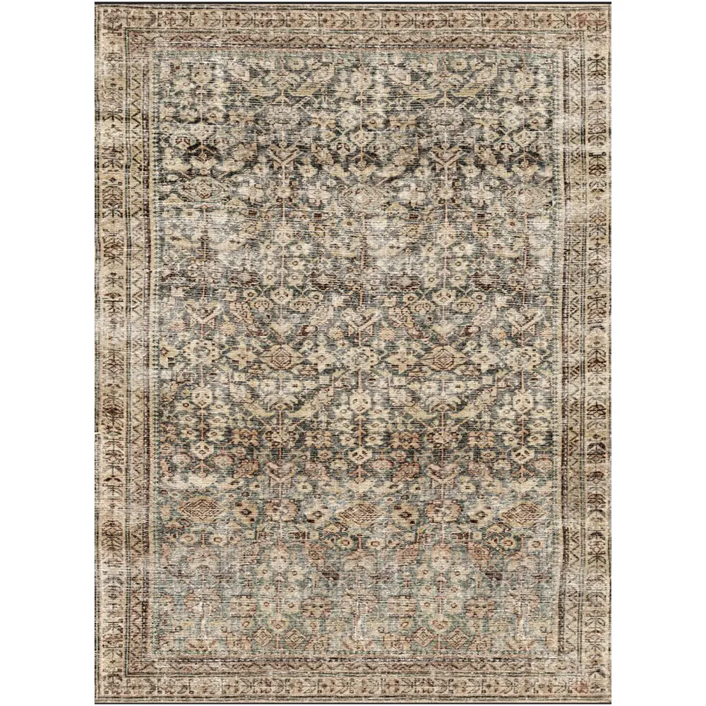 Galey Alix Collins Avenue III-Vintage Green Brown Beige Traditional Fringe Living Dining Bedroom Rug GACA2302 - Image 7