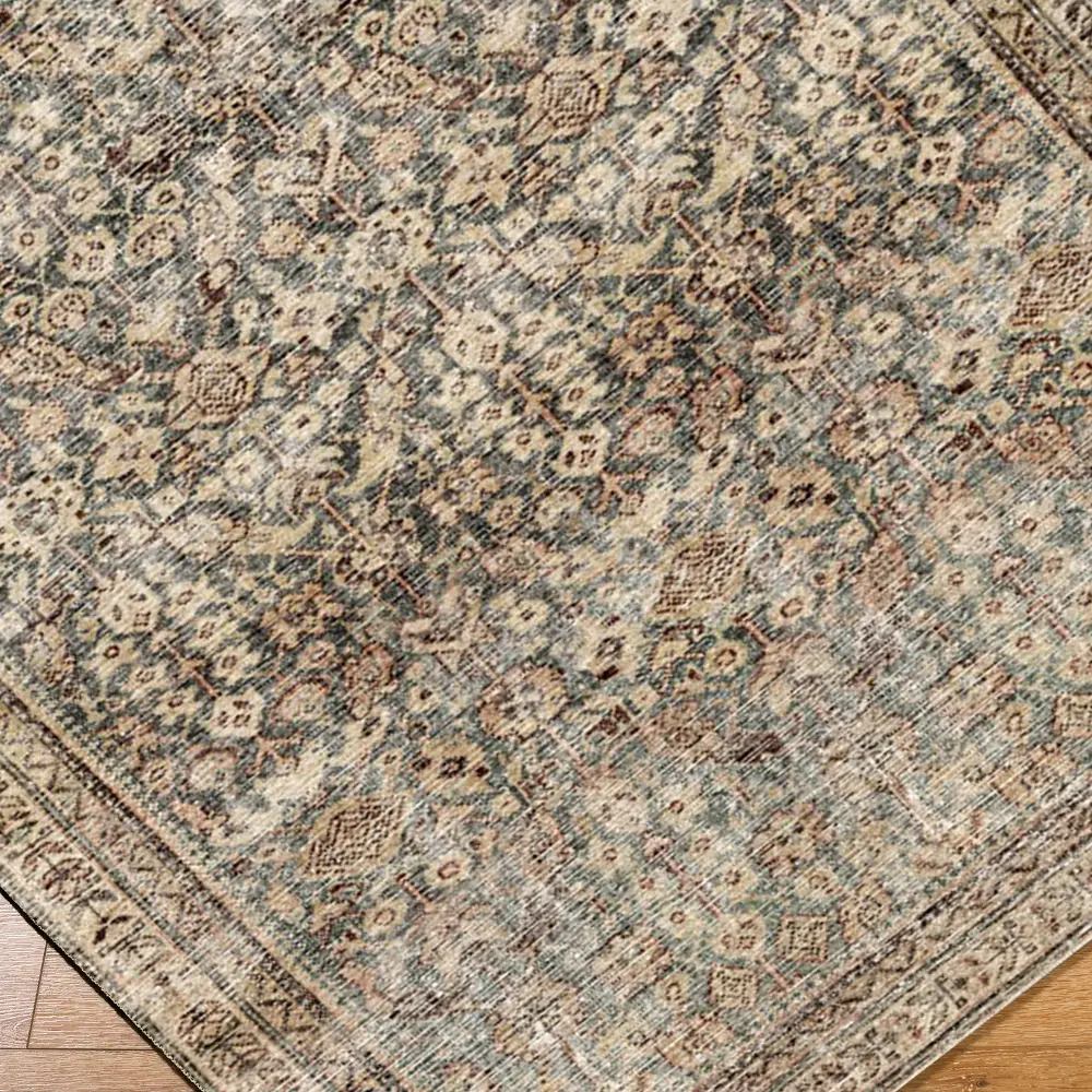 Galey Alix Collins Avenue III-Vintage Green Brown Beige Traditional Fringe Living Dining Bedroom Rug GACA2302 - Image 8