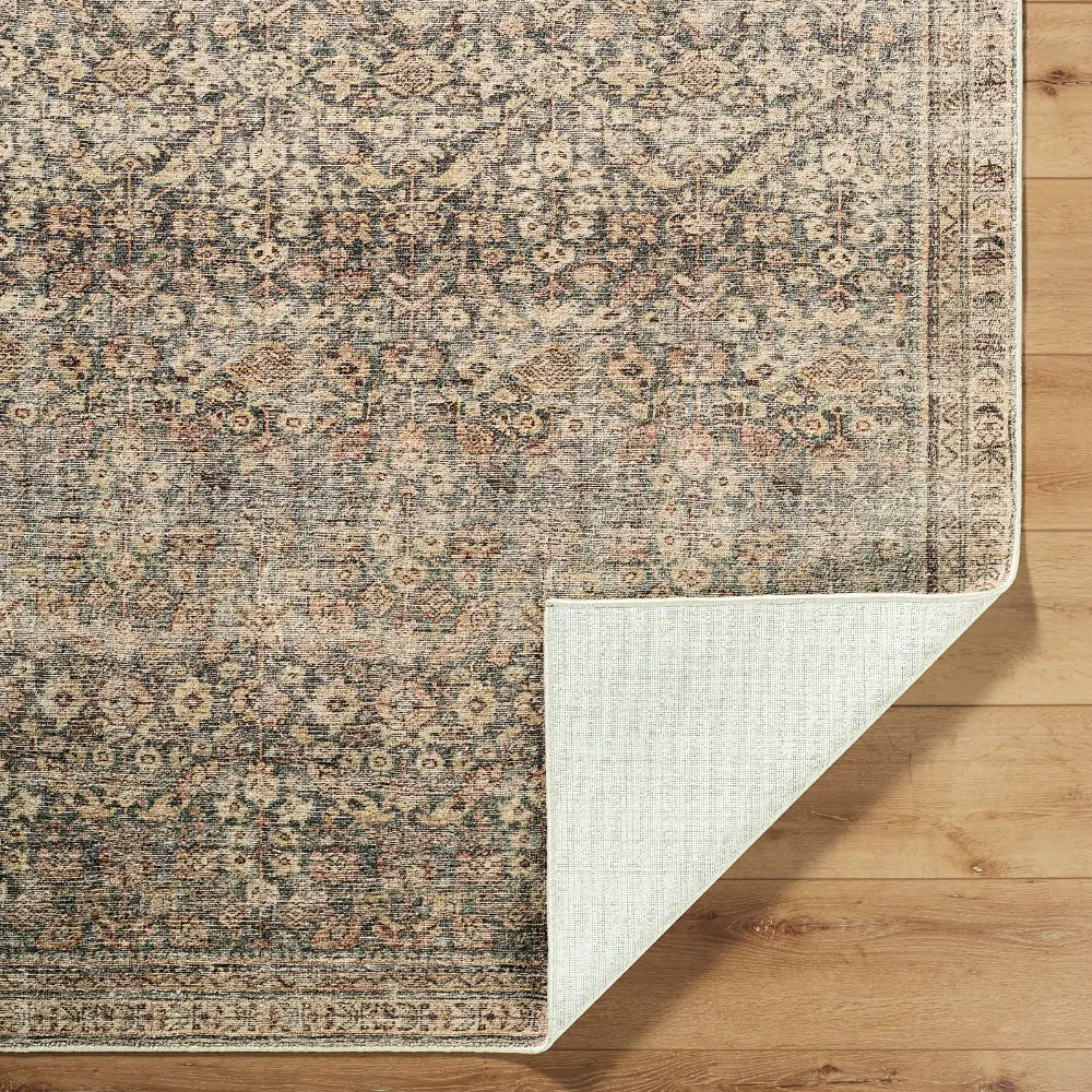 Galey Alix Collins Avenue III-Vintage Green Brown Beige Traditional Fringe Living Dining Bedroom Rug GACA2302 - Image 9