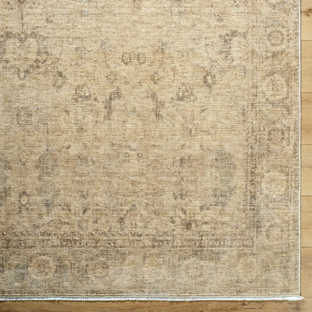 Galey Alix Fetscher II-Vintage Beige Green Traditional Fringe Living Dining Bedroom Rug GAHU2301 - Image 2