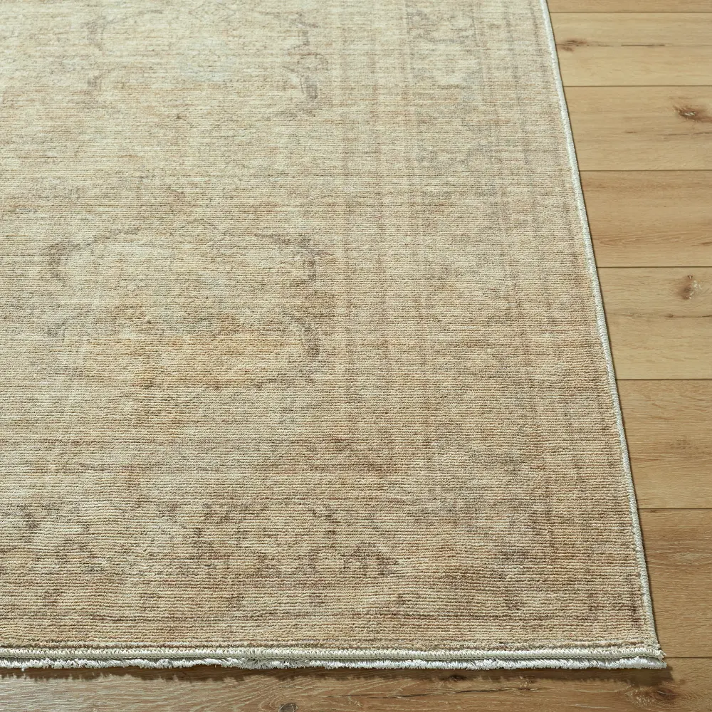 Galey Alix Fetscher V-Vintage Brown Green Traditional Fringe Living Dining Bedroom Rug GAHU2304 - Image 3