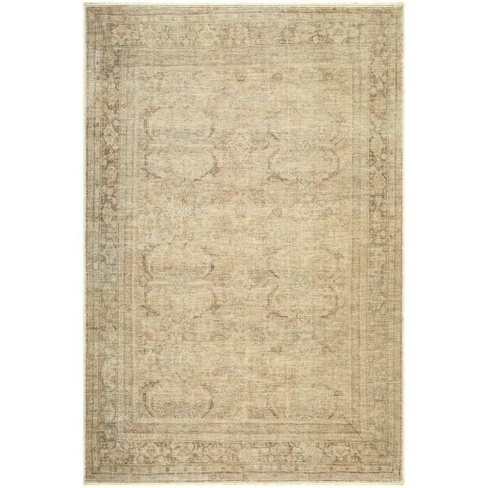 Galey Alix Fetscher V-Vintage Brown Green Traditional Fringe Living Dining Bedroom Rug GAHU2304 - Image 6