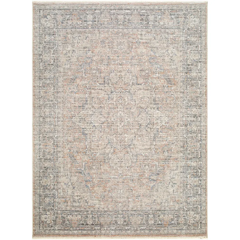 Galey Alix Maria Elena III-Vintage Brown Beige Blue Traditional Fringe Living Dining Bedroom Rug GADA2302 - Image 4