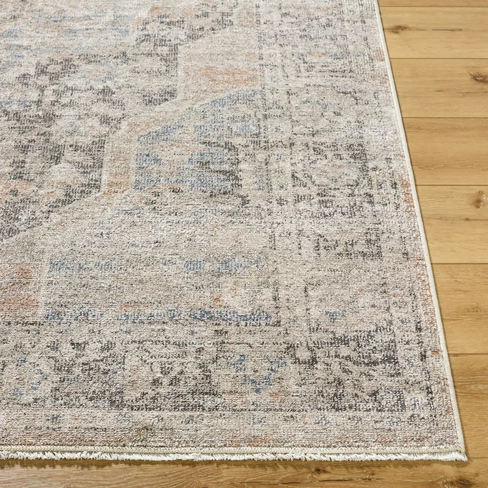 Galey Alix Maria Elena III-Vintage Brown Beige Blue Traditional Fringe Living Dining Bedroom Rug GADA2303 - Image 5