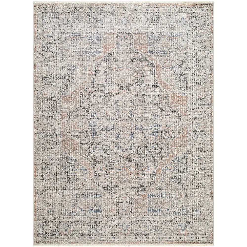 Galey Alix Maria Elena III-Vintage Brown Beige Blue Traditional Fringe Living Dining Bedroom Rug GADA2303 - Image 6