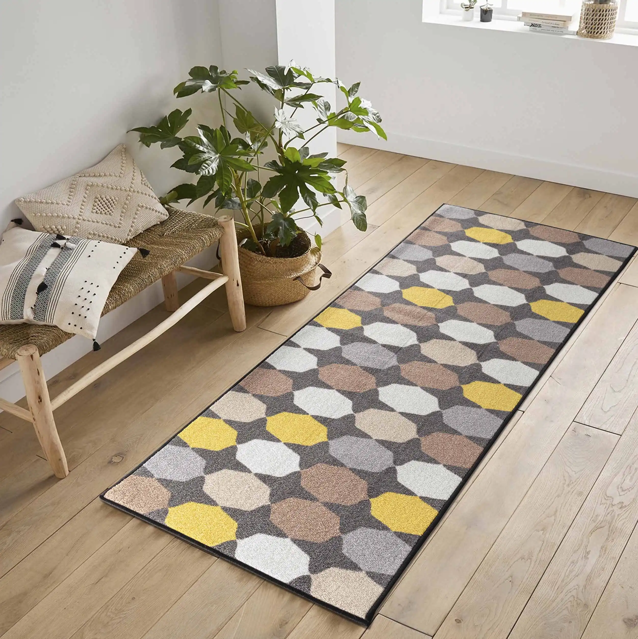 Washable Gel-Back Havana Oval Gold Rug - Image 3