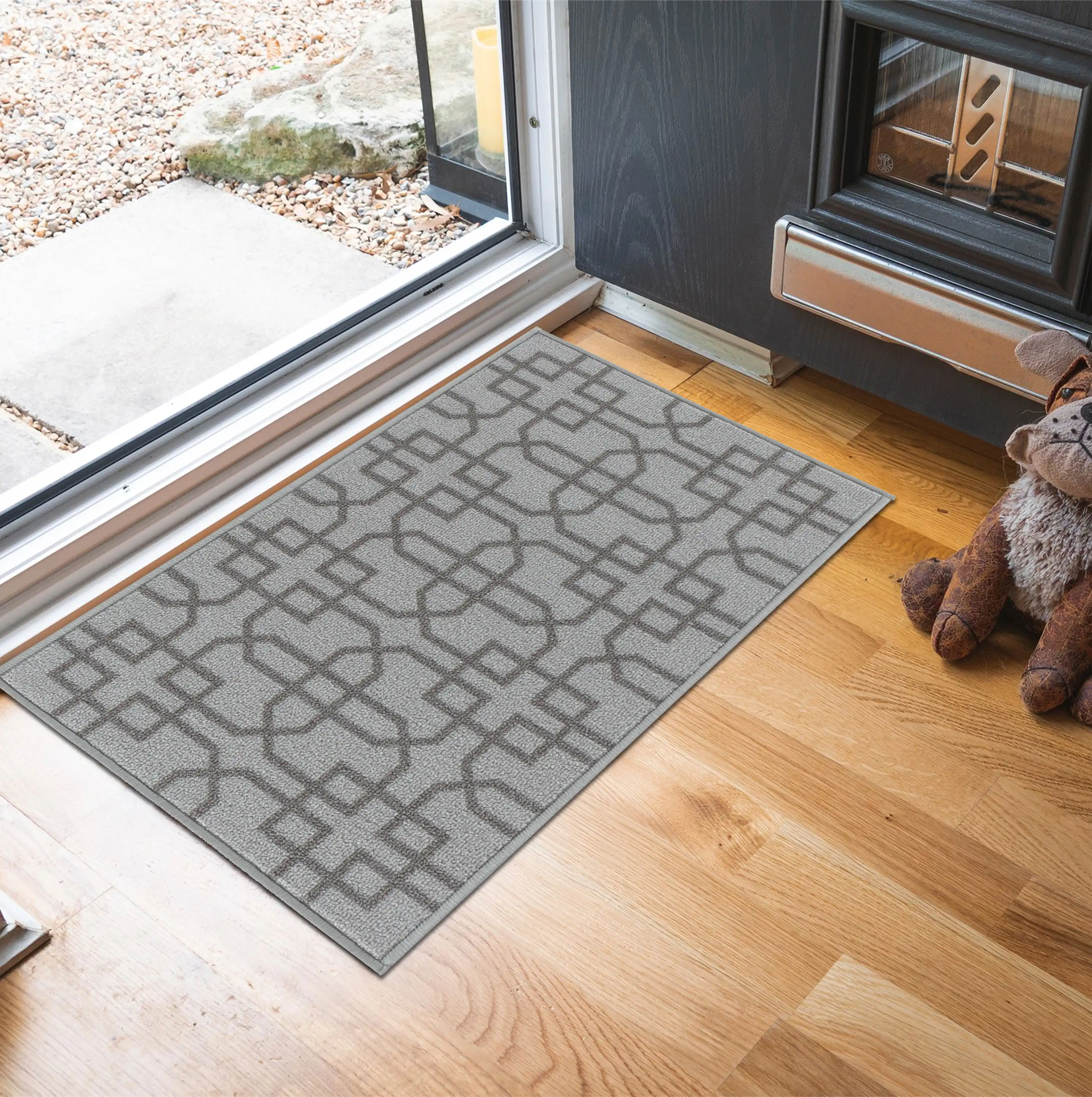 Washable Gel-Back Havana Siam Silver Rug