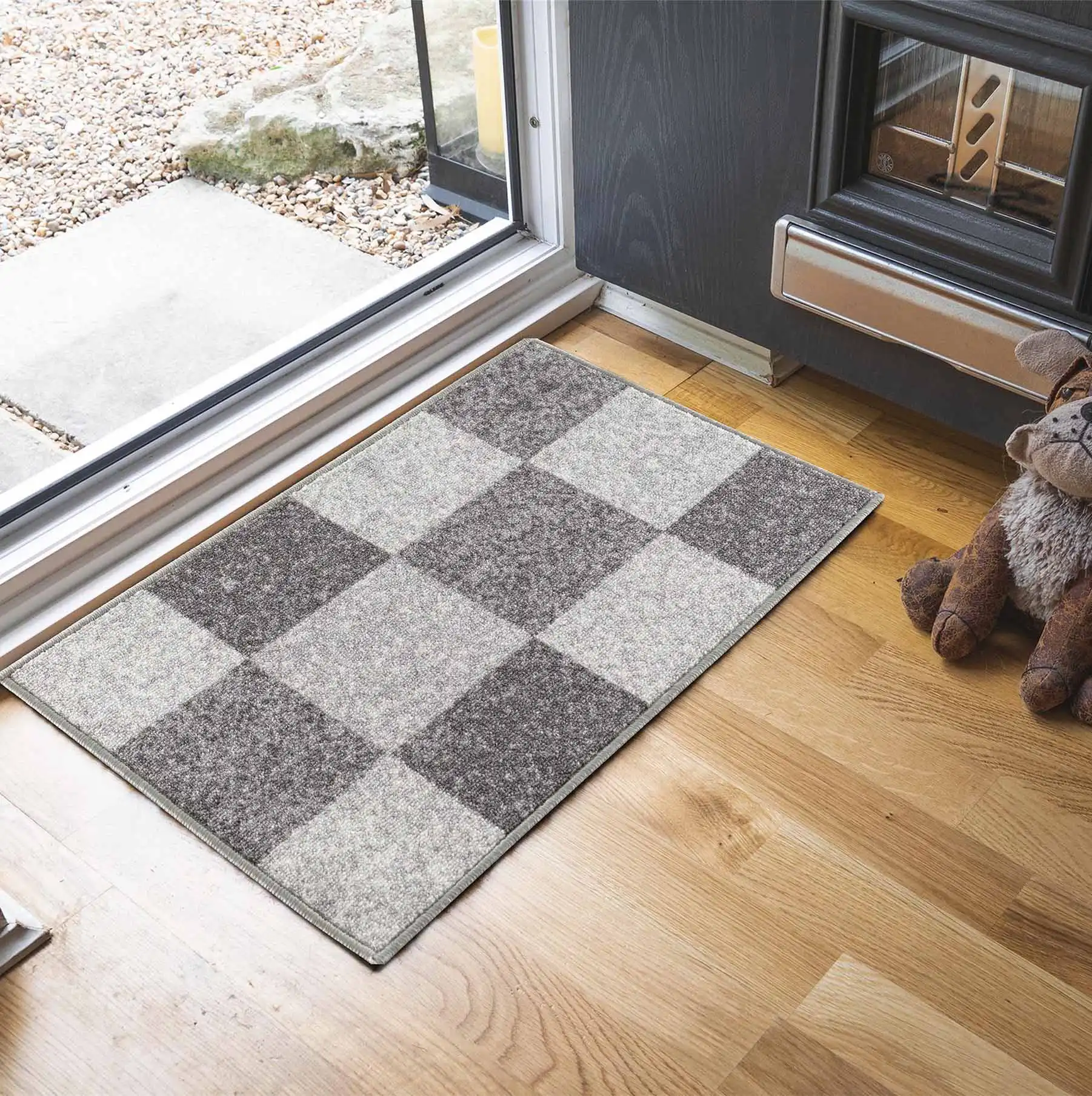 Washable Gel-Back Havana Square Grey Rug